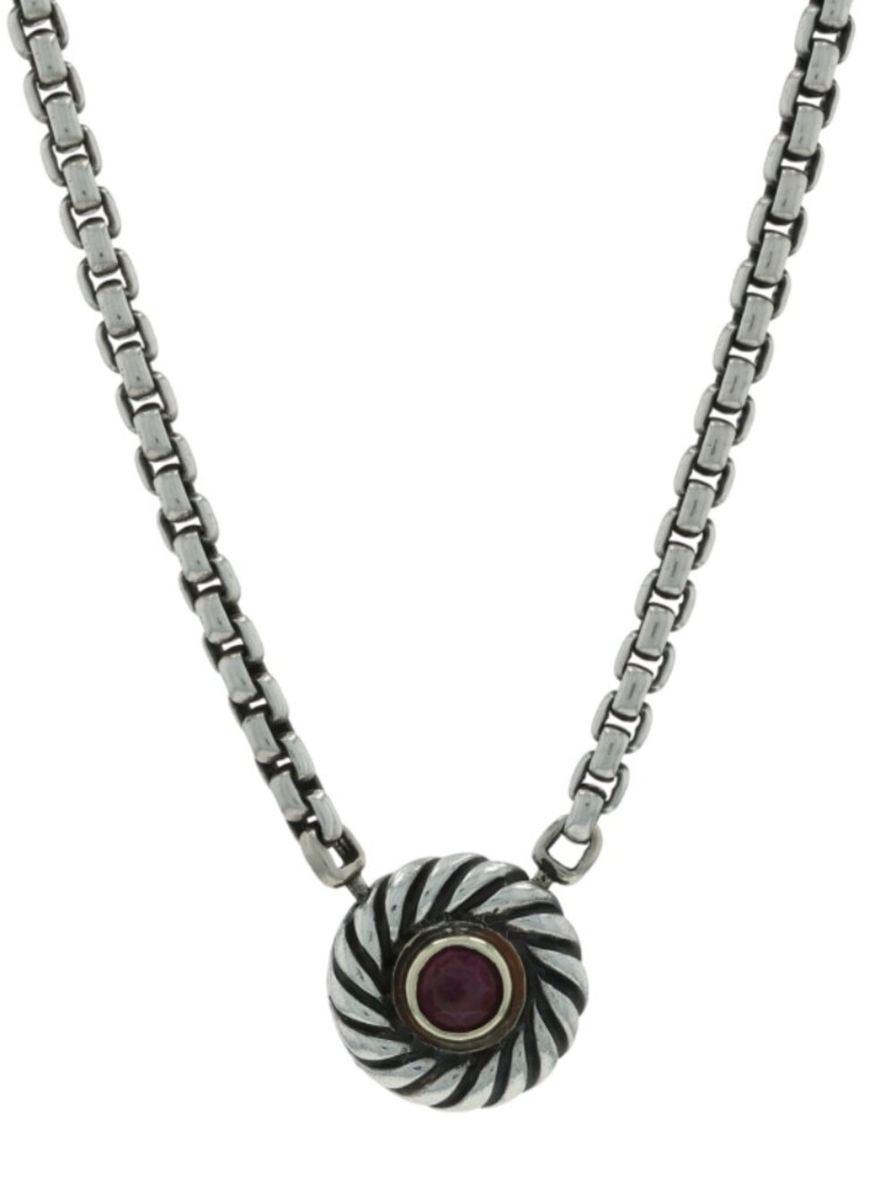 David Yurman Pink Tourmaline Cookie Necklace 16 3/4" - Sterling 925 Gold 14k